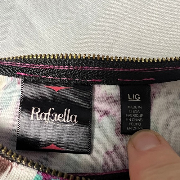 Rafaella‎ Womens Top L Long Sleeve Artsy Colorful Ikat Print Zip Shoulder Detail - Picture 3 of 10